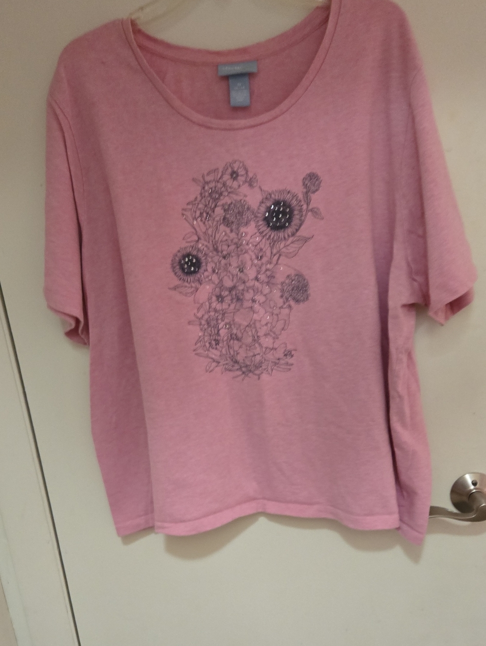 Liz & Me Pink Short-Sleeve Tee with Floral Graphic